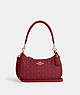 COACH®,TERI SHOULDER BAG IN SIGNATURE LEATHER,Gold/Cherry,Front View