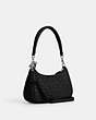 COACH®,TERI SHOULDER BAG IN SIGNATURE LEATHER,Silver/Black,Angle View