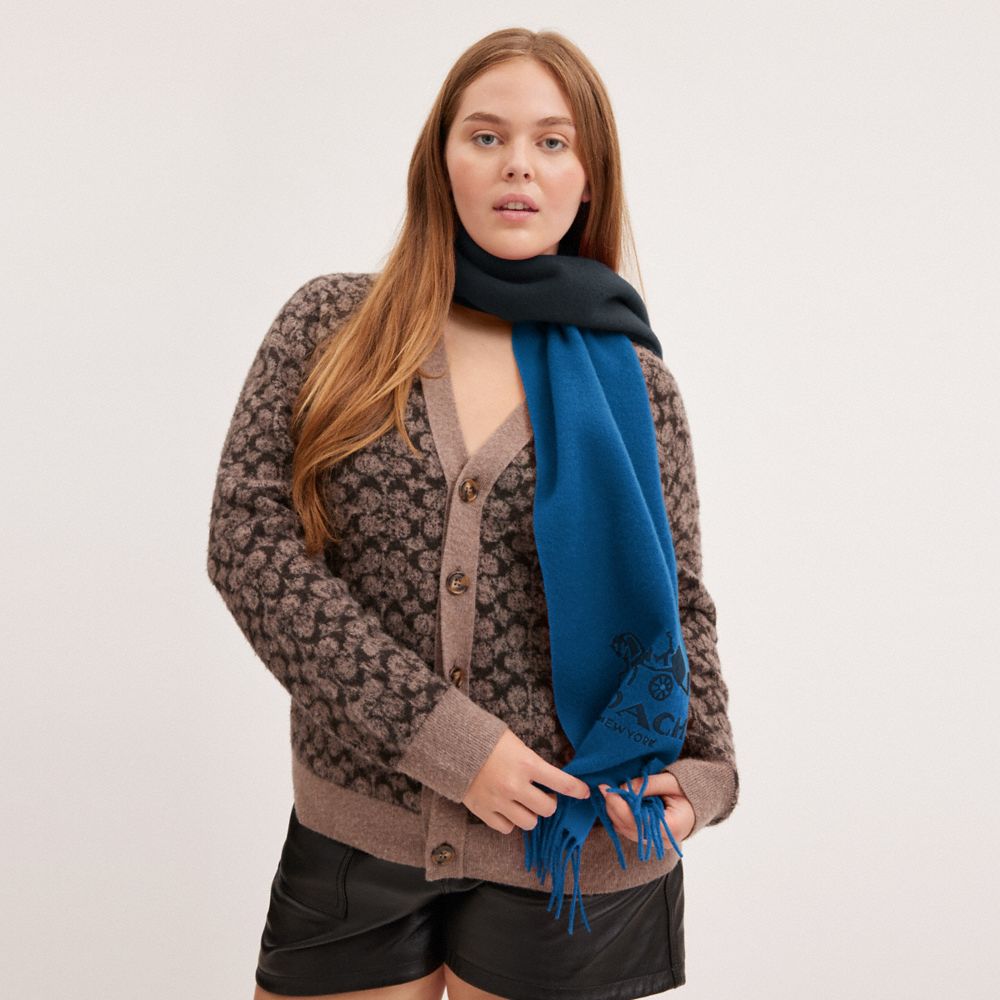 COACH®,ホース アンド キャリッジ バイカラー カシミヤ マフラー,ファッション雑貨,