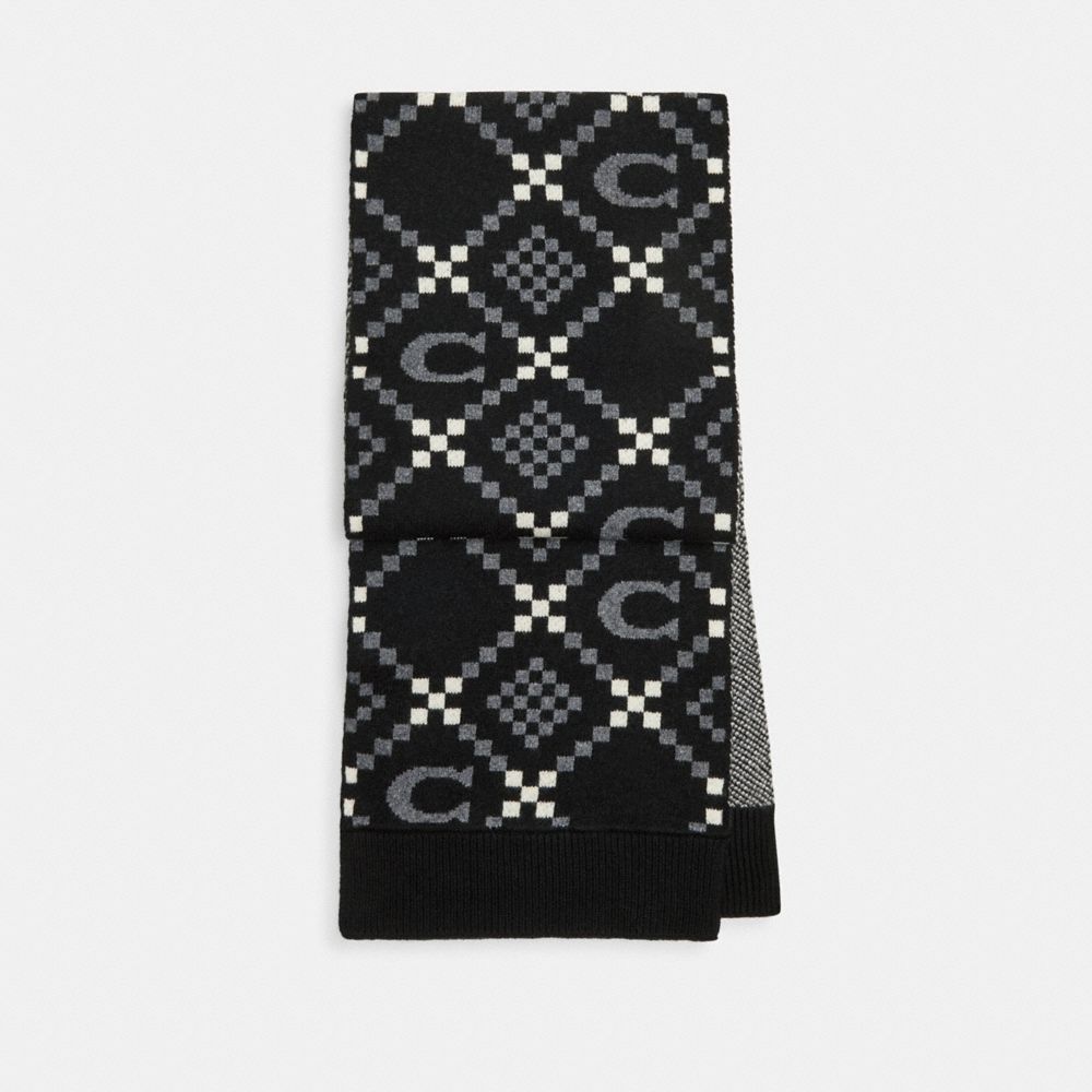 COACH®,SIGNATURE JACQUARD MUFFLER,Black,Front View