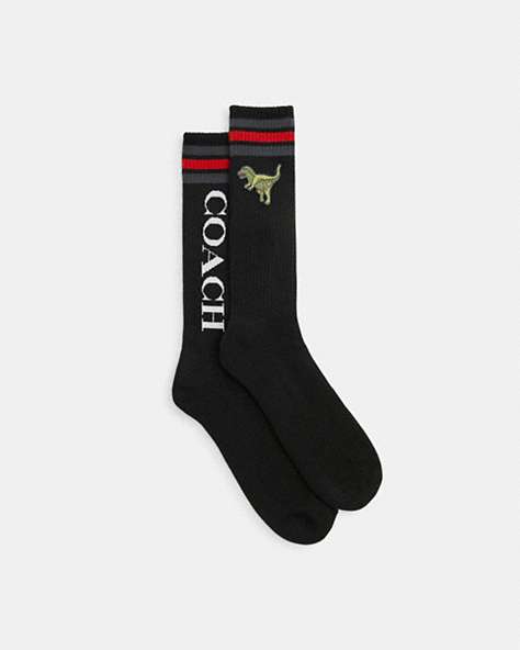 COACH®,SPORT RIBBED CALF SOCKS,Black,Front View