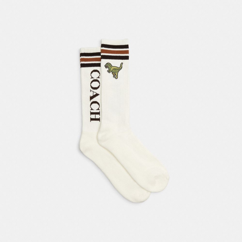 COACH®,SPORT RIBBED CALF SOCKS,Chalk,Front View