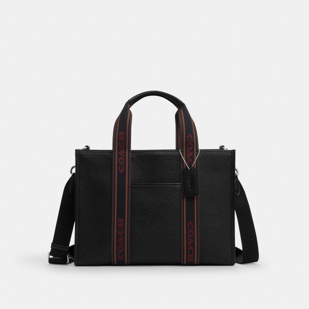 COACH®,CABAS SMITH,Cuir,Argent/Noir Multi,Front View