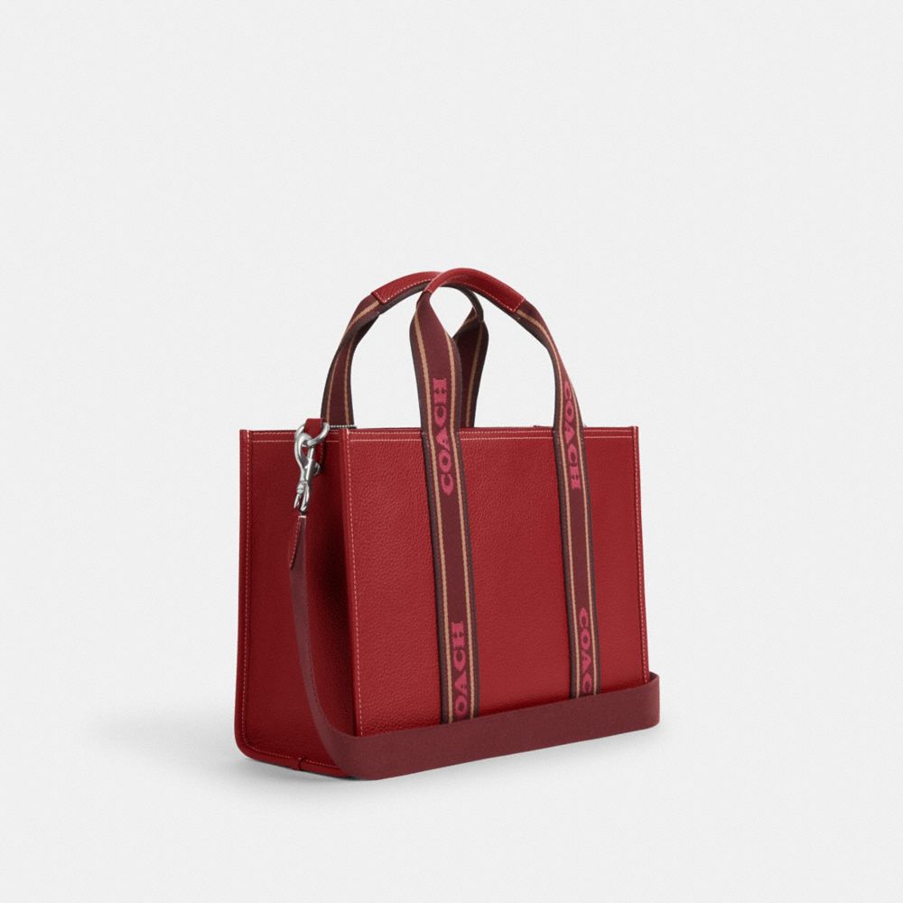 COACH®,CABAS SMITH,Cuir,Argent/Rouge 1941 multi,Angle View