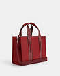 COACH®,SMITH TOTE,Leather,Silver/1941 Red Multi,Angle View