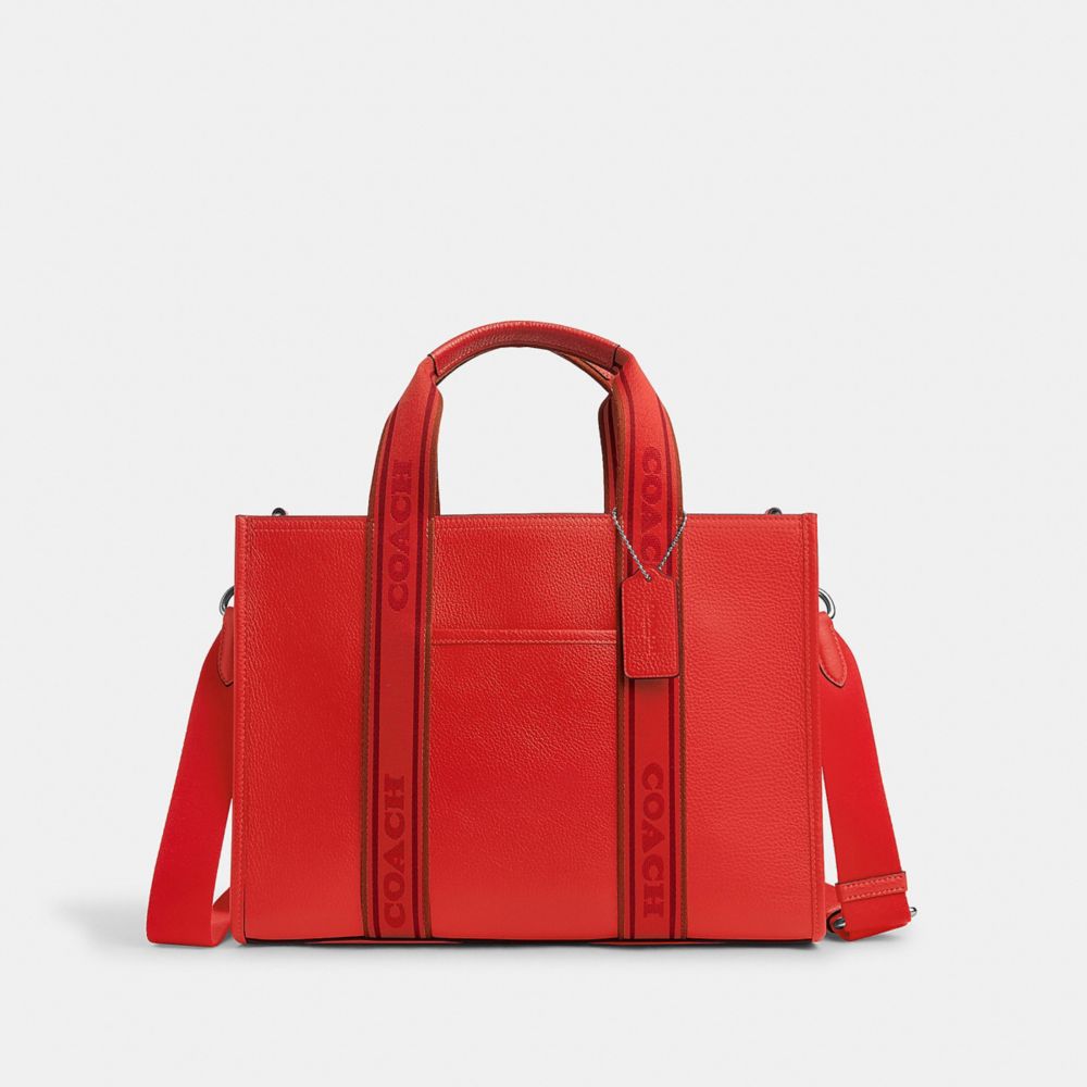 COACH®,CABAS SMITH,Cuir,Argent/Rouge Miami multi,Front View