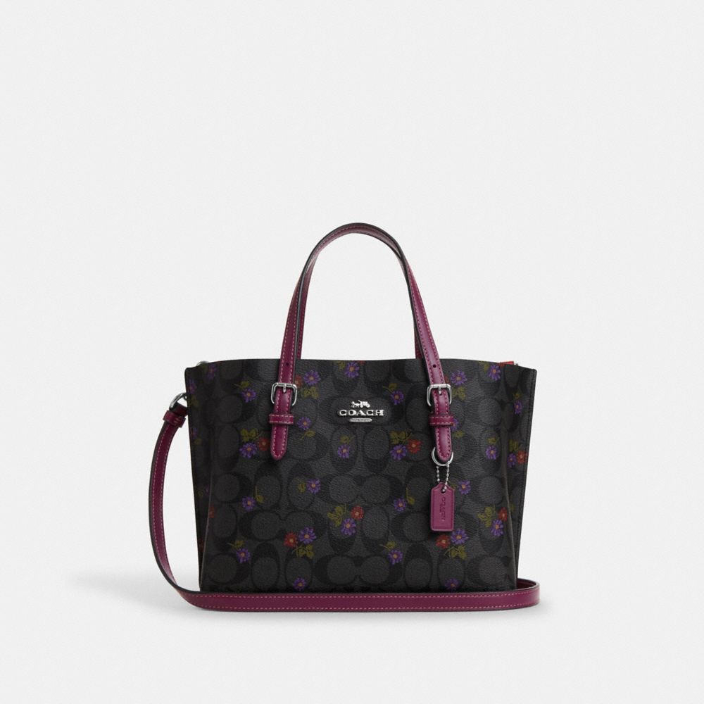 Pink Clear Tote Bag Flower Printed Crossbody Tote with Removable Strap