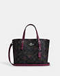 COACH®,MOLLIE TOTE 25 IN SIGNATURE CANVAS WITH COUNTRY FLORAL PRINT,pvc,Silver/Graphite/Deep Berry,Front View