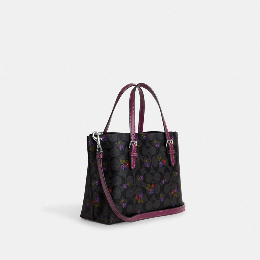 Women Black Floral PVC Tote Bag