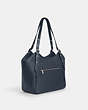 COACH®,MEADOW SHOULDER BAG,Refined Pebble Leather,Large,Silver/Denim,Angle View
