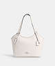 COACH®,MEADOW SHOULDER BAG,Refined Pebble Leather,Large,Silver/Chalk,Front View