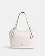 COACH®,MEADOW SHOULDER BAG,Refined Pebble Leather,Large,Silver/Chalk,Front View