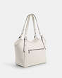 COACH®,MEADOW SHOULDER BAG,Refined Pebble Leather,Large,Silver/Chalk,Angle View