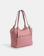 COACH®,MEADOW SHOULDER BAG,Refined Pebble Leather,Large,Silver/True Pink,Angle View