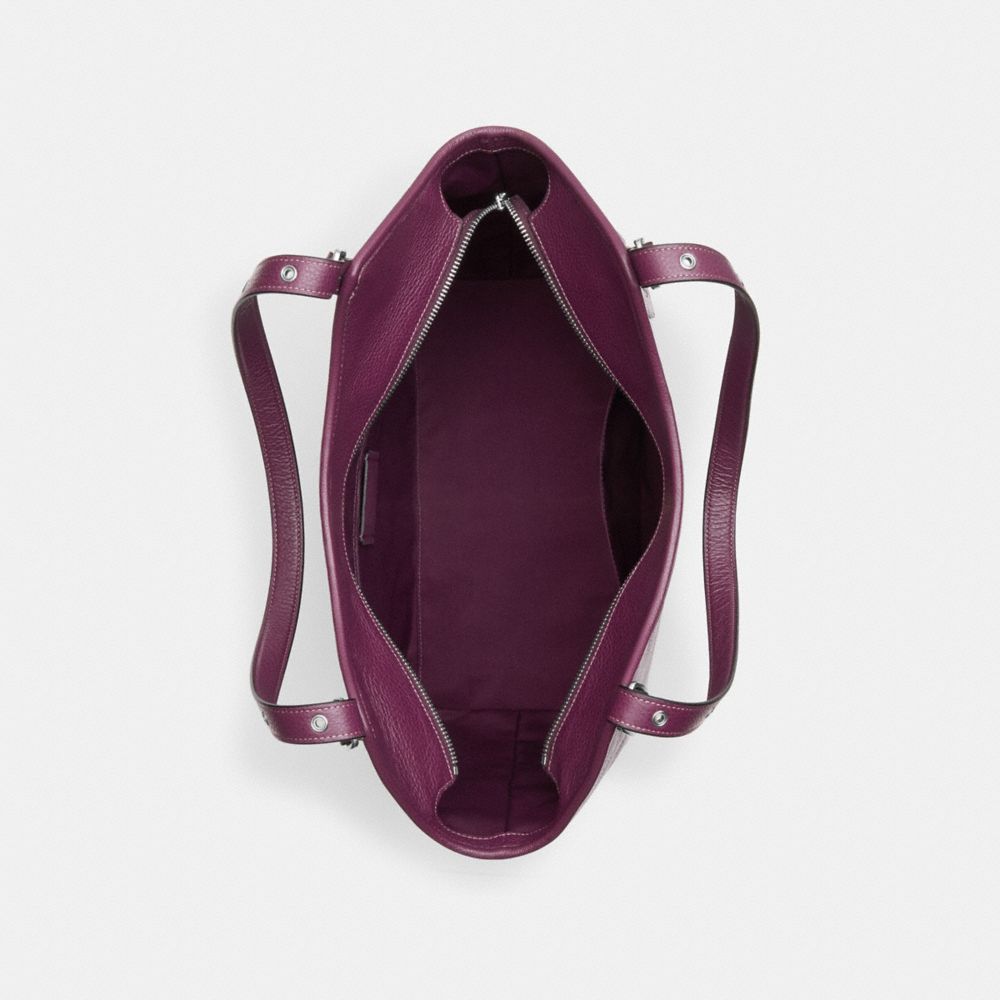 COACH®,Meadow Shoulder Bag,Leather,Tote,Belt,Gold Metal,Work,Purple,Inside View,Top View