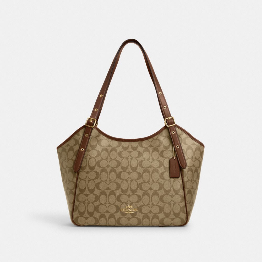 Coach Outlet Meadow Shoulder Bag in Signature Canvas - Beige