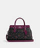 COACH®,DARCIE CARRYALL IN SIGNATURE CANVAS WITH COUNTRY FLORAL PRINT,pvc,Silver/Graphite/Deep Berry,Front View