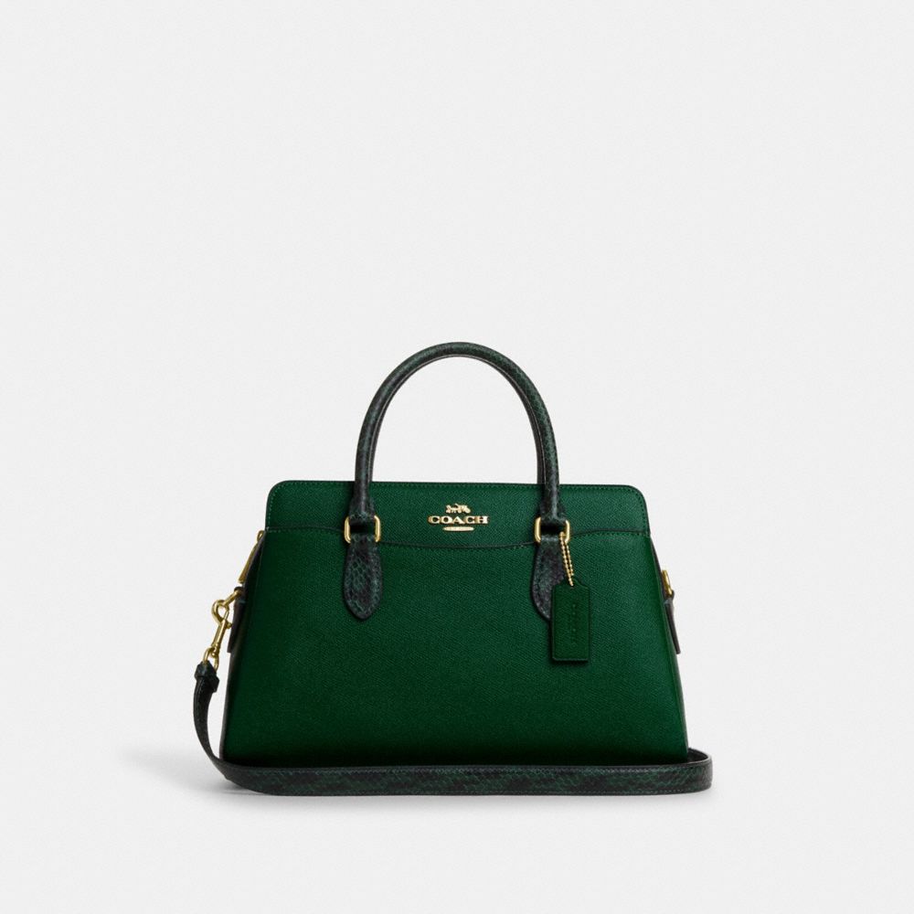 COACH®,DARCIE CARRYALL BAG,Novelty Leather,Large,Im/Dark Pine,Front View