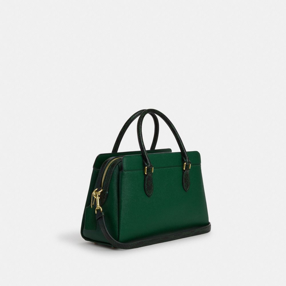 COACH®,DARCIE CARRYALL BAG,Novelty Leather,Large,Im/Dark Pine,Angle View