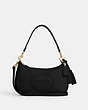 COACH®,TERI SHOULDER BAG WITH COACH HERITAGE,Leather,Medium,Gold/Black,Front View