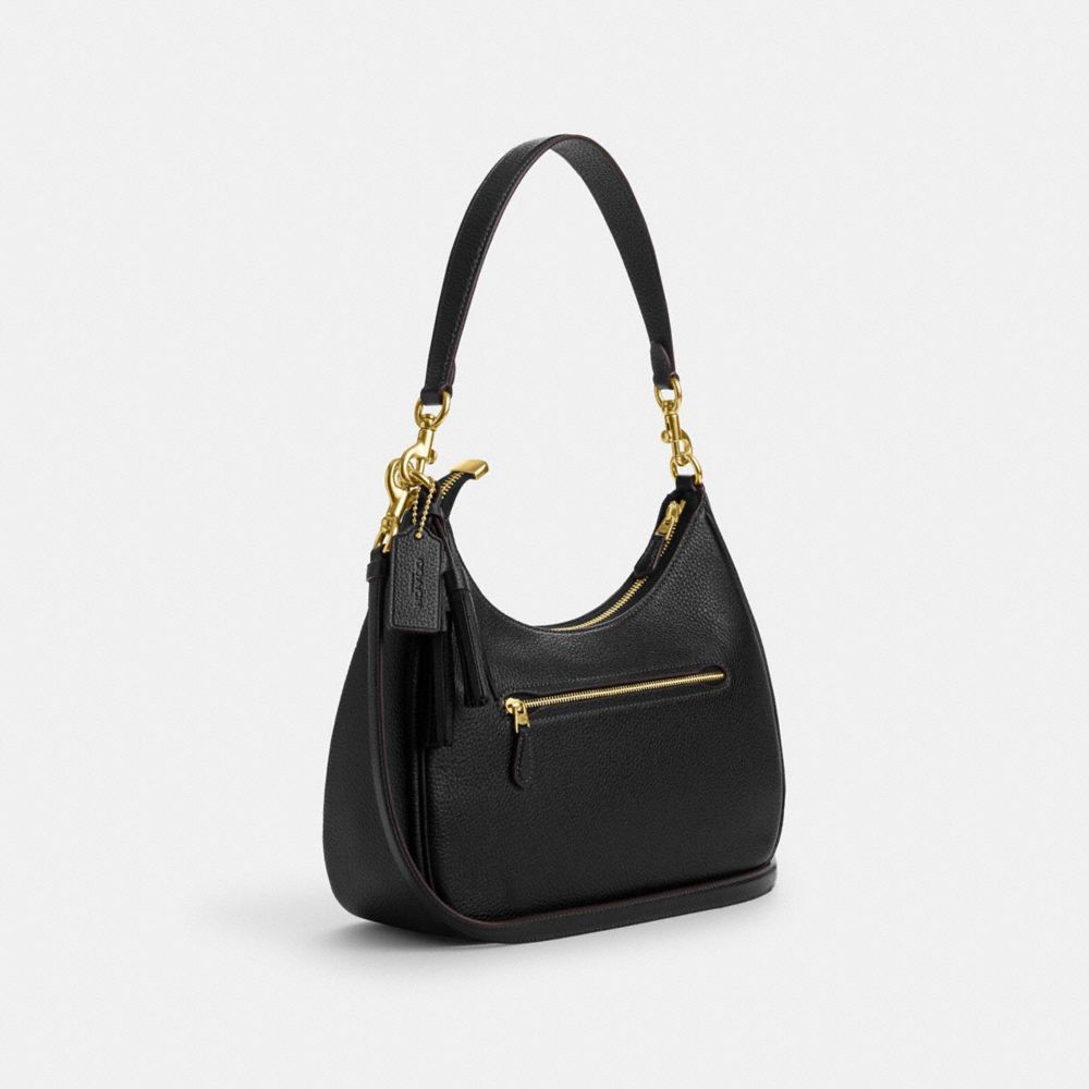 Coach - Polished Pebble Leather Sutton Hobo - Gold Hardware / Black 