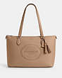 COACH®,CABAS GALLERY TRADITIONNEL COACH,PITONE LUCIDO,Argenté/Taupe,Front View