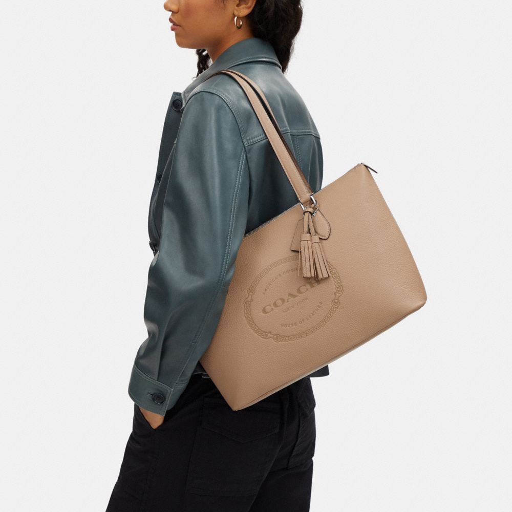 COACH®,Gallery Tote Bag With Coach Heritage,,Detail View