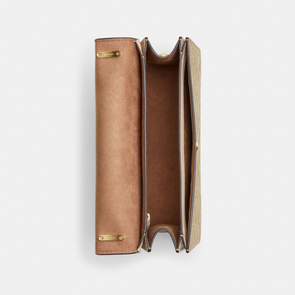 COACH®,Large Morgan Square Crossbody Bag In Blocked Signature Canvas,,Inside View,Top View
