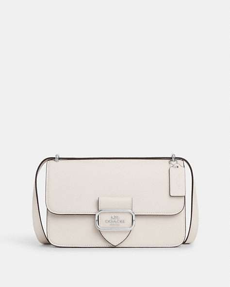 COACH®,LARGE MORGAN SQUARE CROSSBODY,Leather,Medium,Silver/Chalk,Front View