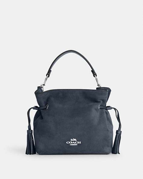 COACH®,ANDY CROSSBODY,Leather,Medium,Anniversary,Silver/Denim,Front View