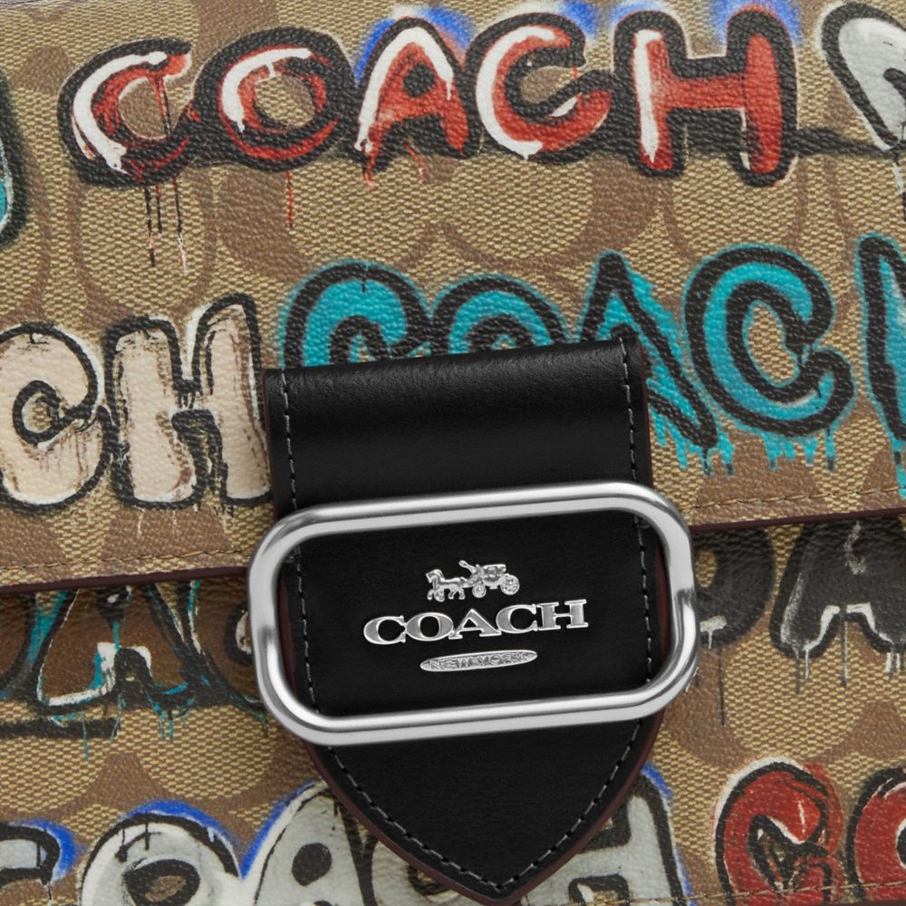 COACH®,Coach X Mint + Serf Large Morgan Square Crossbody Bag In Signature Canvas,,Closer View