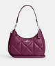 COACH®,TERI HOBO WITH PUFFY DIAMOND QUILTING,Leather,Medium,Silver/Deep Berry,Front View