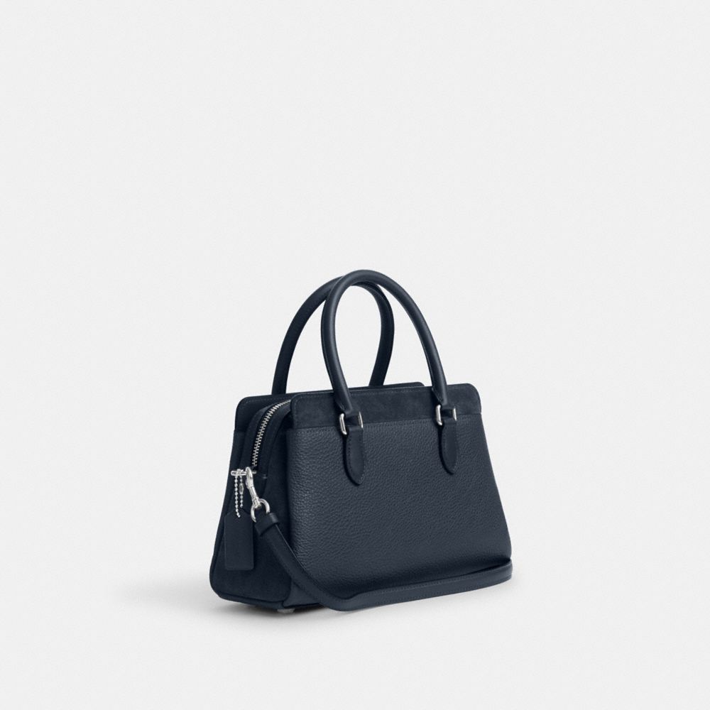 COACH®,MINI DARCIE CARRYALL BAG,Novelty Leather,Medium,Silver/Denim,Angle View