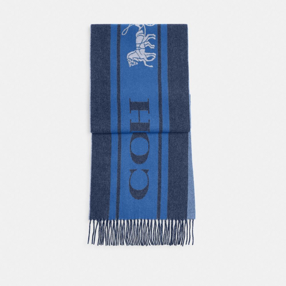 COACH®,VARSITY SPORT CASHMERE MUFFLER,Midnight Navy,Front View