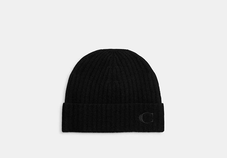 COACH®,CASHMERE BEANIE,Black,Front View image number 0