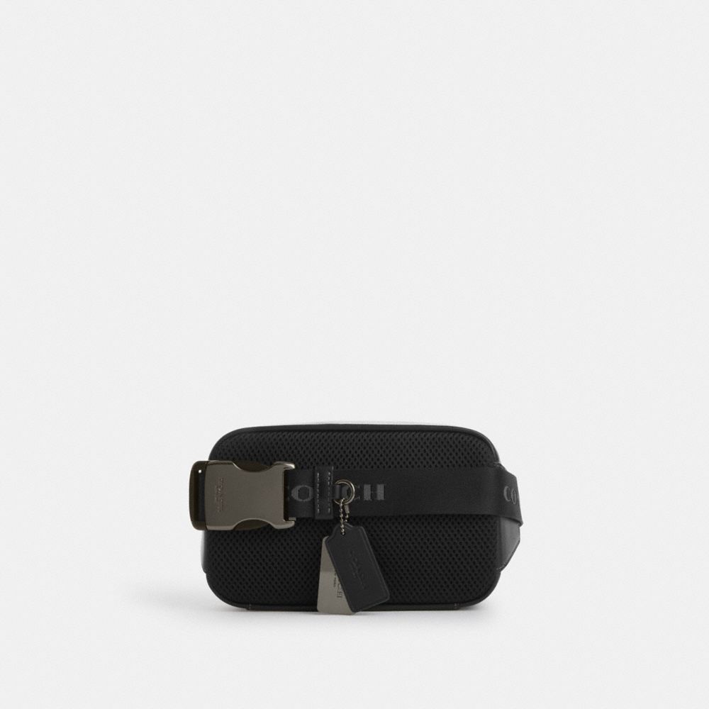 COACH®,WYATT BELT BAG IN SIGNATURE CANVAS,Mini,Gunmetal/Charcoal/Black,Back View