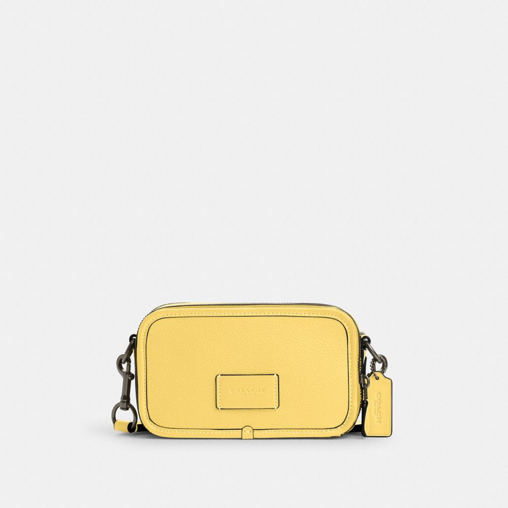 COACH®,WYATT CROSSBODY,Leather,Mini,Gunmetal/Retro Yellow,Front View