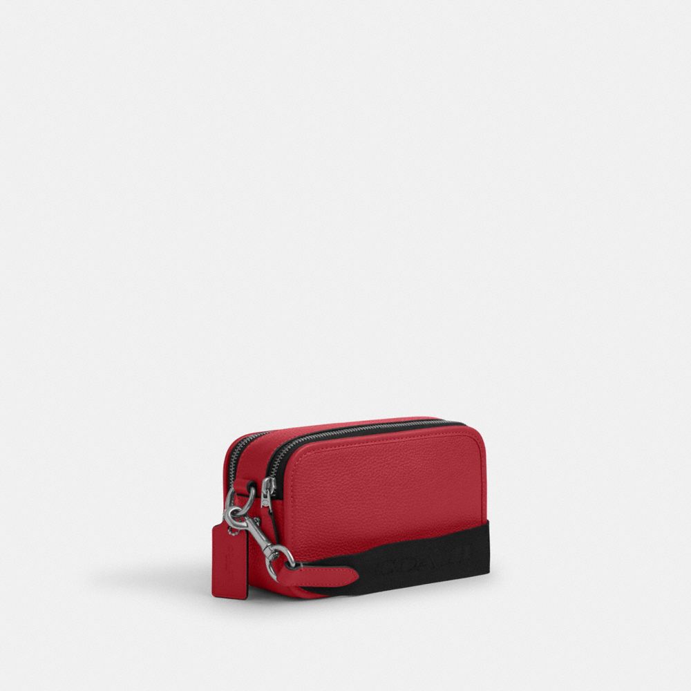 COACH®,WYATT CROSSBODY,Cuir galet,Argenté/Rouge,Angle View