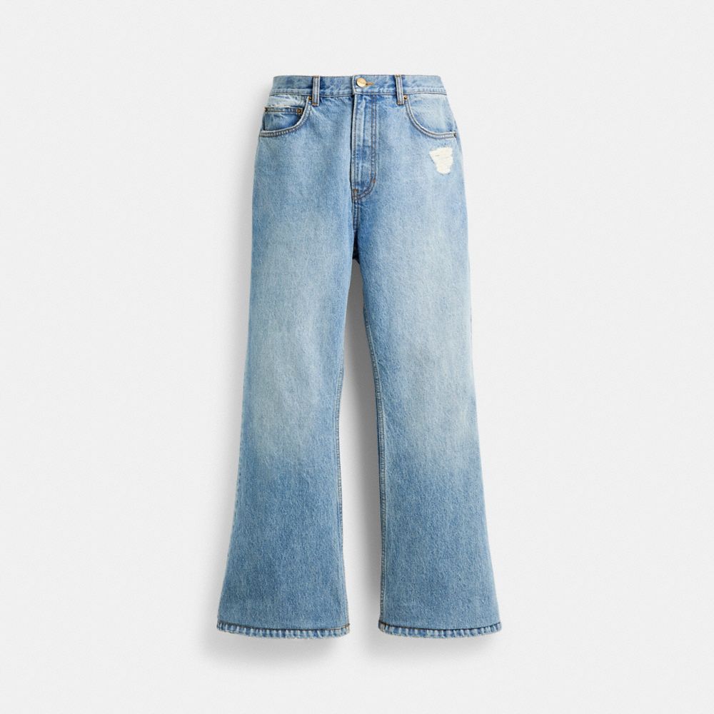 Shop Coach Outlet Denim Bootcut Jeans In Blue