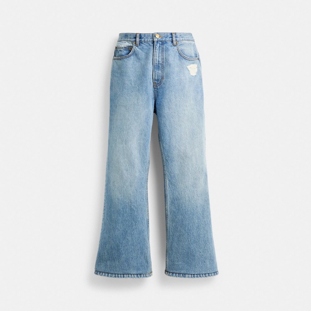 COACH®,DENIM BOOTCUT JEANS,Denim Blue,Front View