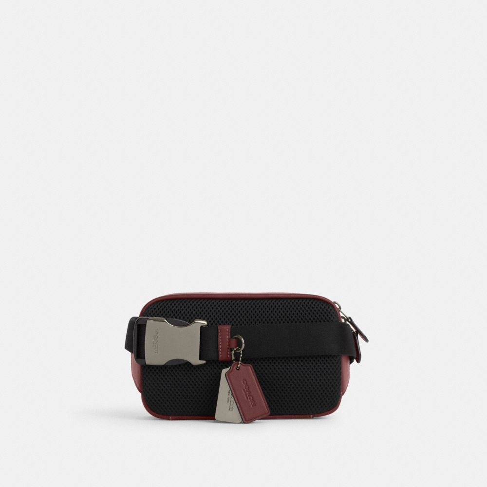 COACH®,WYATT BELT BAG IN SIGNATURE LEATHER,Mini,Gunmetal/Wine Multi,Back View