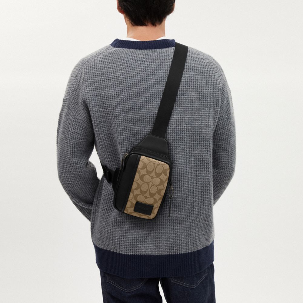 COACH®,エッジ L パック・シグネチャー キャンバス,斜め掛け&ボディバッグ,