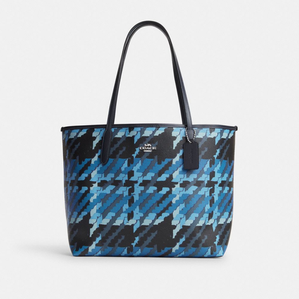 COACH®  City Tote With Graphic Plaid Print