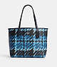 COACH®,CITY TOTE WITH GRAPHIC PLAID PRINT,X-Large,Silver/Blue Multi,Front View