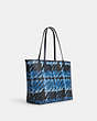 COACH®,CITY TOTE WITH GRAPHIC PLAID PRINT,X-Large,Silver/Blue Multi,Angle View