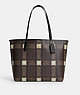 COACH®,CITY TOTE WITH BRUSHED PLAID PRINT,X-Large,Gold/Brown Multi,Front View