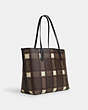 COACH®,CITY TOTE WITH BRUSHED PLAID PRINT,X-Large,Gold/Brown Multi,Angle View