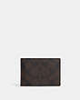 COACH®,COMPACT BILLFOLD WALLET IN SIGNATURE CANVAS,pvc,Gunmetal/Mahogany/Black,Front View