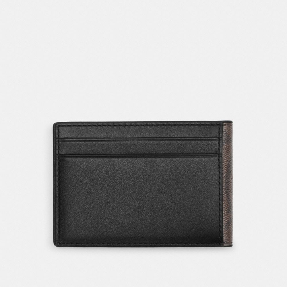 COACH®,COMPACT BILLFOLD WALLET IN SIGNATURE CANVAS,Signature Canvas,Gunmetal/Mahogany/Black,Back View