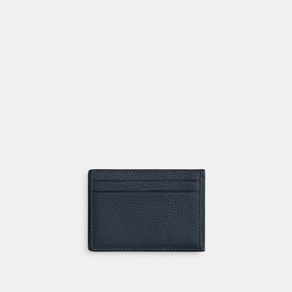 COACH®,COMPACT BILLFOLD WALLET,Pebbled Leather,Denim,Back View